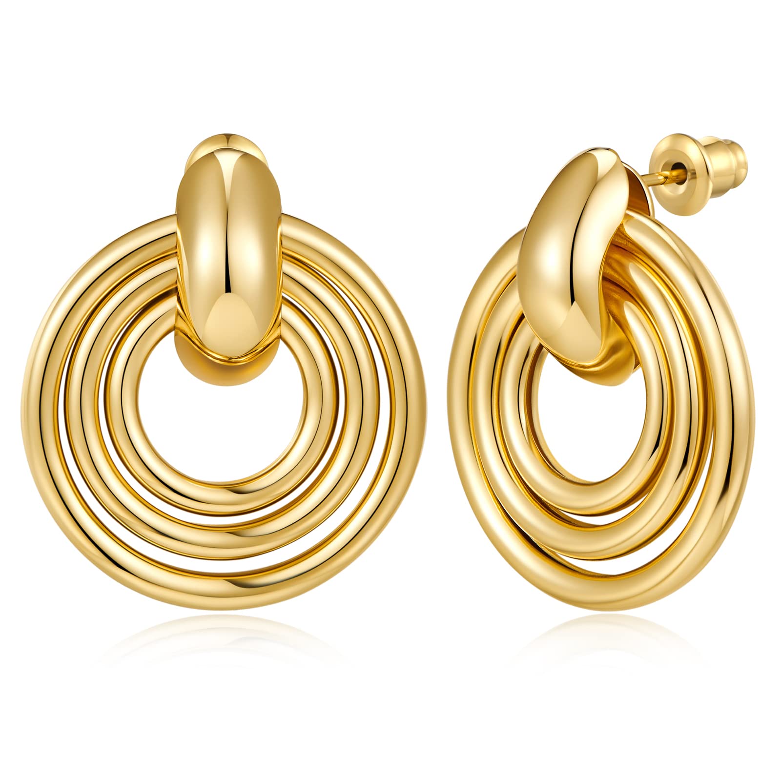 MUYANFashion Large Disc Geometric Dangle Earrings for Women Statement Dangle Earrings Geometric Drop Earrings