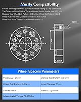 Vista 3 de ECCPP 4 unidades de 5 lengüetas de 1.25 pulgadas patrón de pernos de cambio de 5 x 4.5 a 5 x 5.5 pulgadas, conversión de 2.874 in con pernos de 1/2