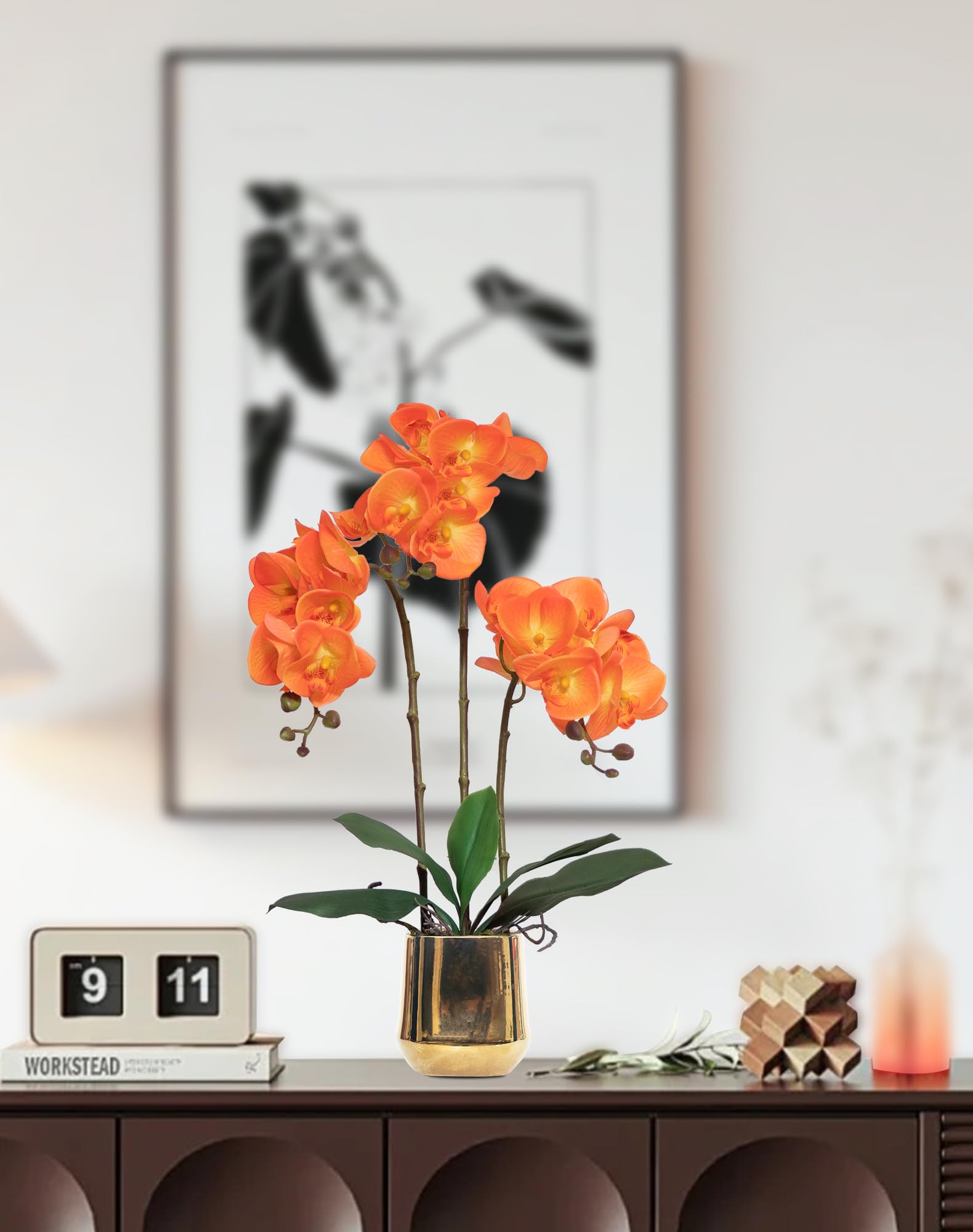 Juego de flores artificiales de orquídea falsa Phalaenopsis, orquídea mariposa de tacto real para boda, hogar, oficina, fiesta, hotel, patio, decoración de restaurante