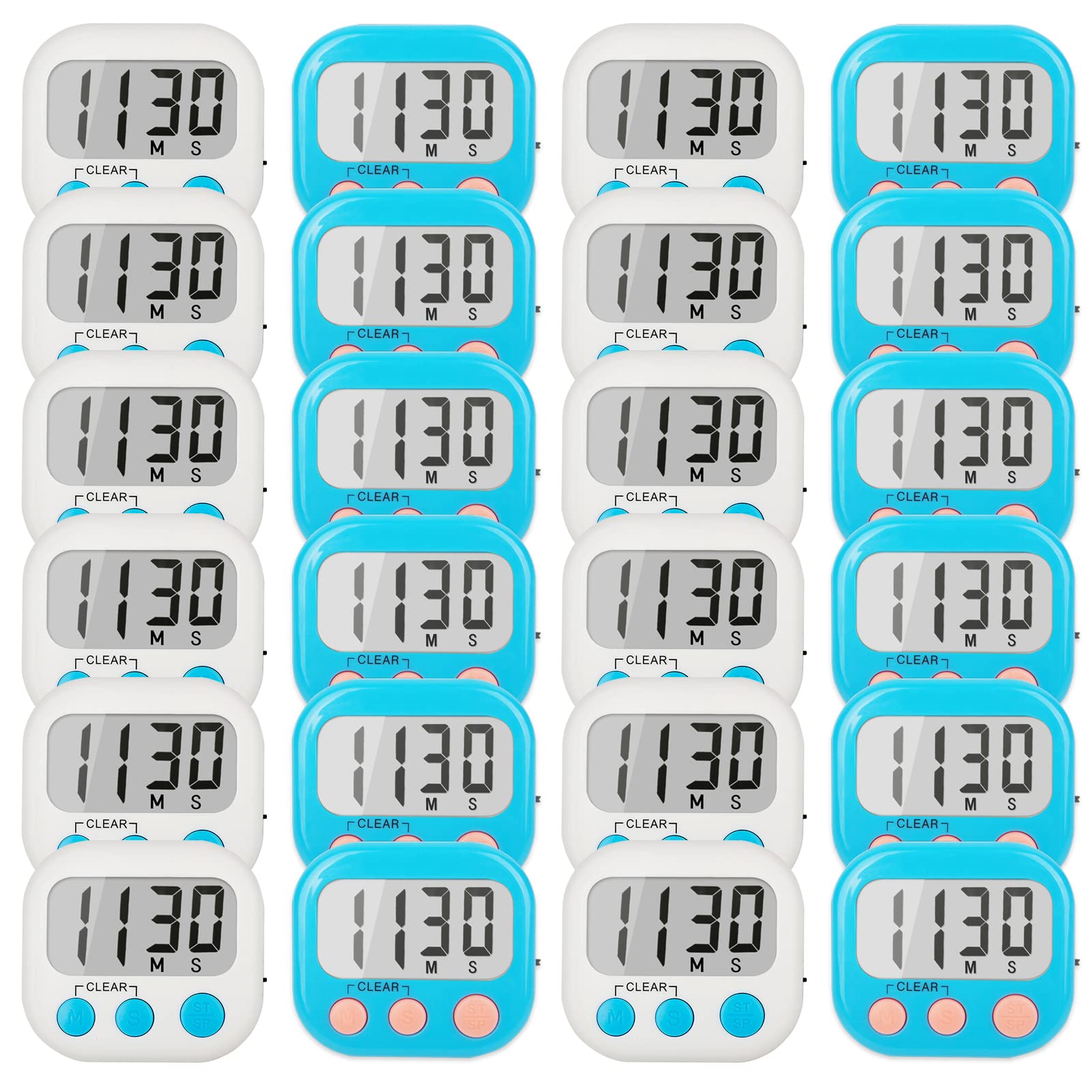 Classroom Timers for Teachers Kids Large Magnetic Digital Timer 24 Pack-Blue White