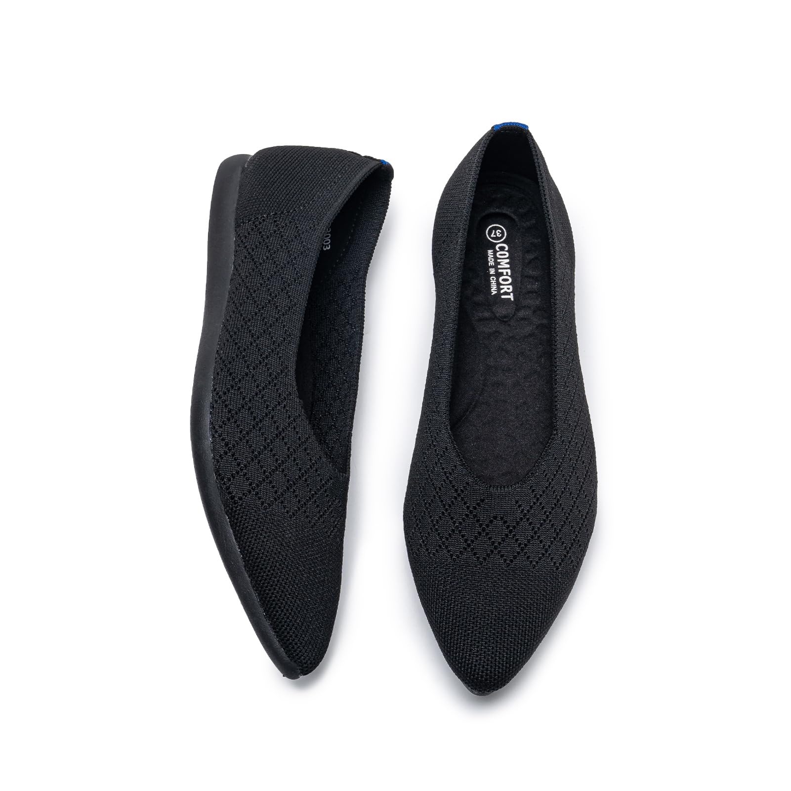 EISUSE Women's Flats Comfortable Dress Shoes Pointed Toe Slip On Knit Shoes Ballet Flats