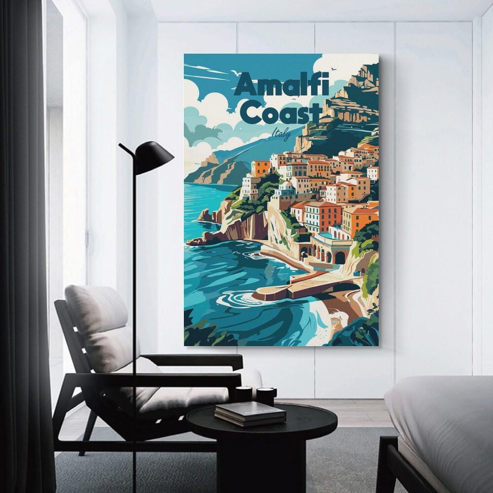 Junmoney Unframe-Style-16 Canvas Wall Art Amalfi Coast Italy Travel, 24X36inch(60X90cm), For Living Room, Lounge Or Sitting Room, Canvas Styling For A Polished Room Look