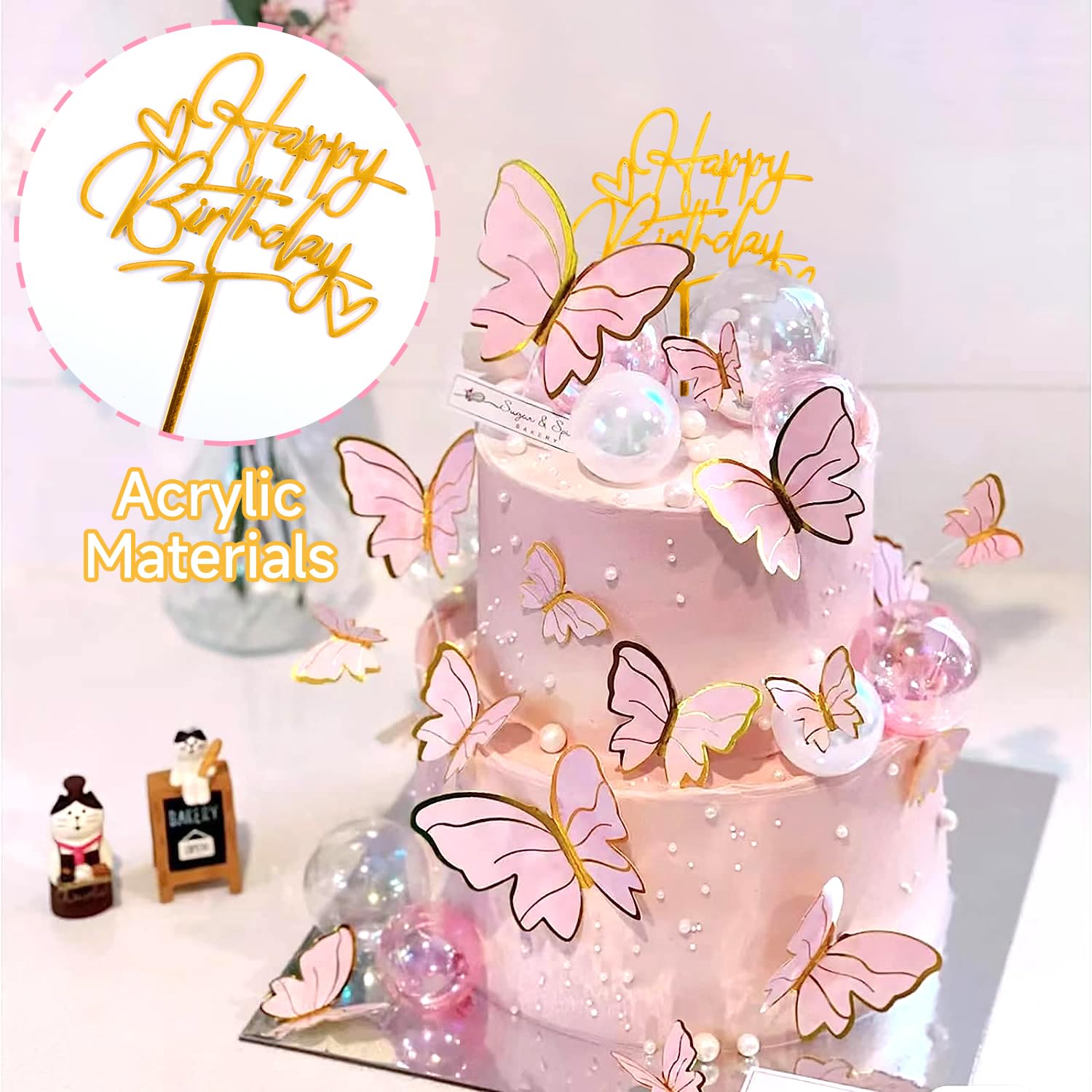18-teiliges Happy Birthday Cake Topper Set – Wiederverwendbare Acryl-Deko Für Kuchen