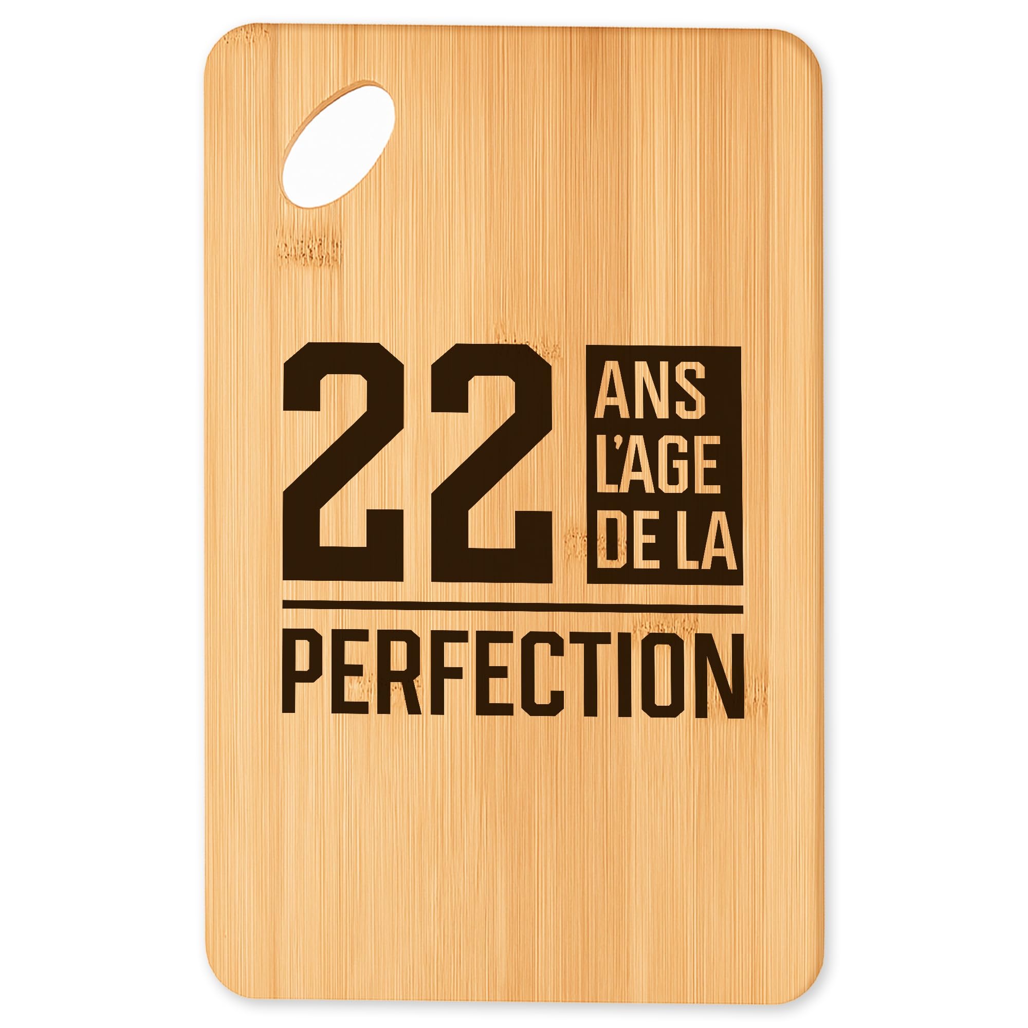 Planche à découper 22 ans cadeau d'anniversaire original en bambou pour apéro