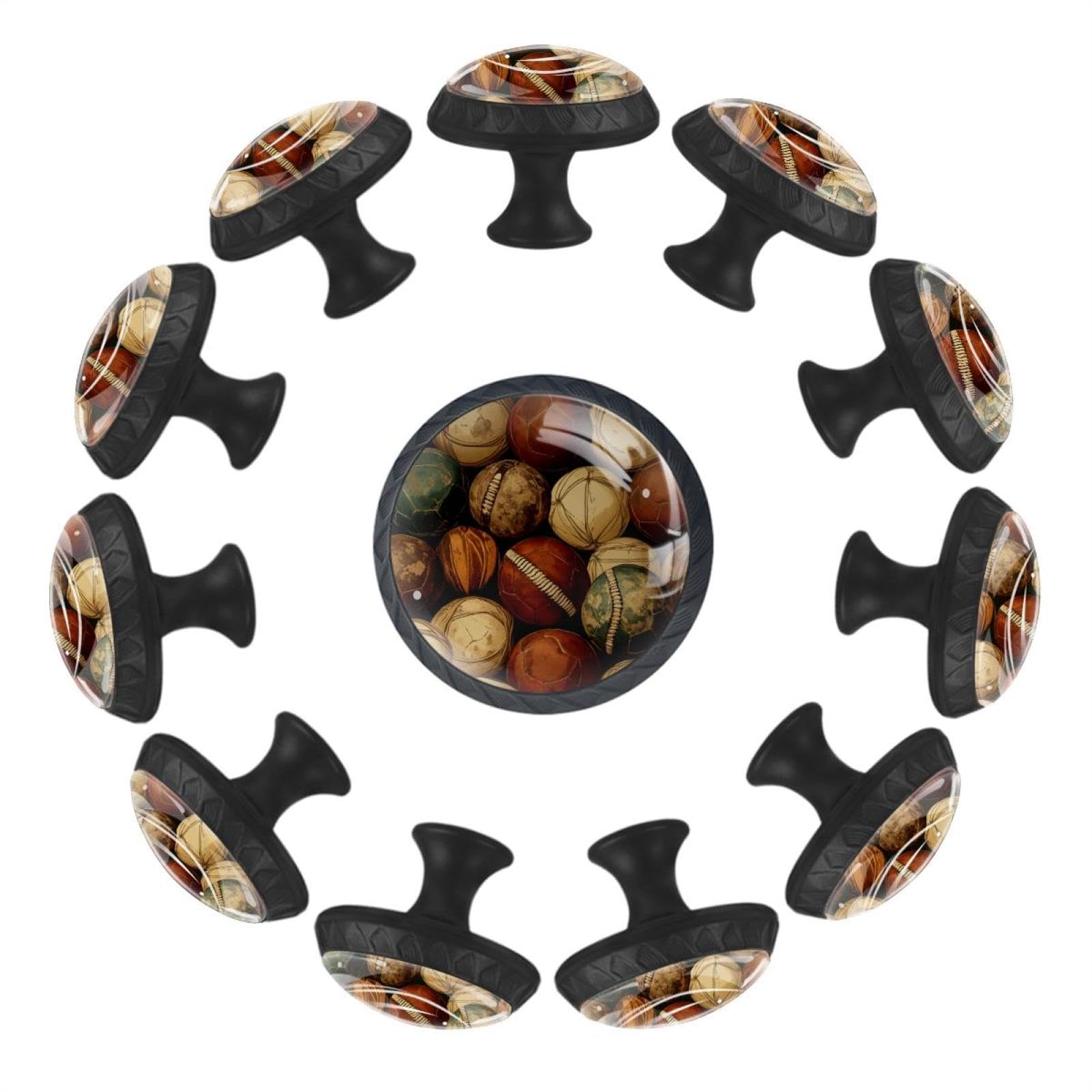 Boutons de tiroir en verre transparent motif football vintage pour remplacer vos poignées