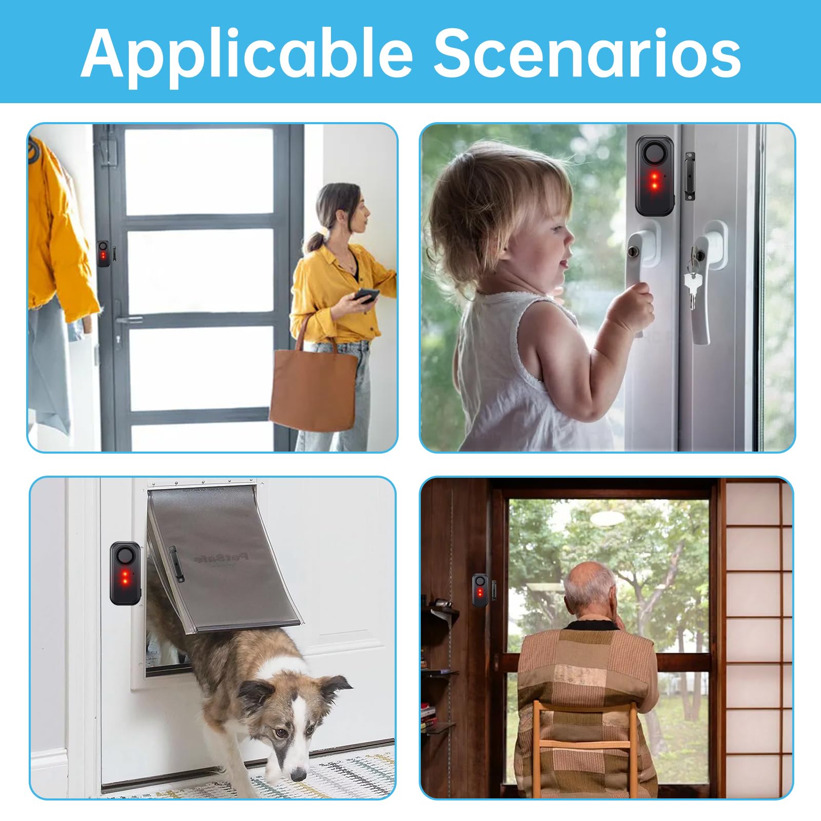HENDUN Timbre de puerta cuando se abre, alarma de puerta exterior con control remoto, IP66 impermeable para interiores y exteriores, sensor de seguridad para el hogar (2)