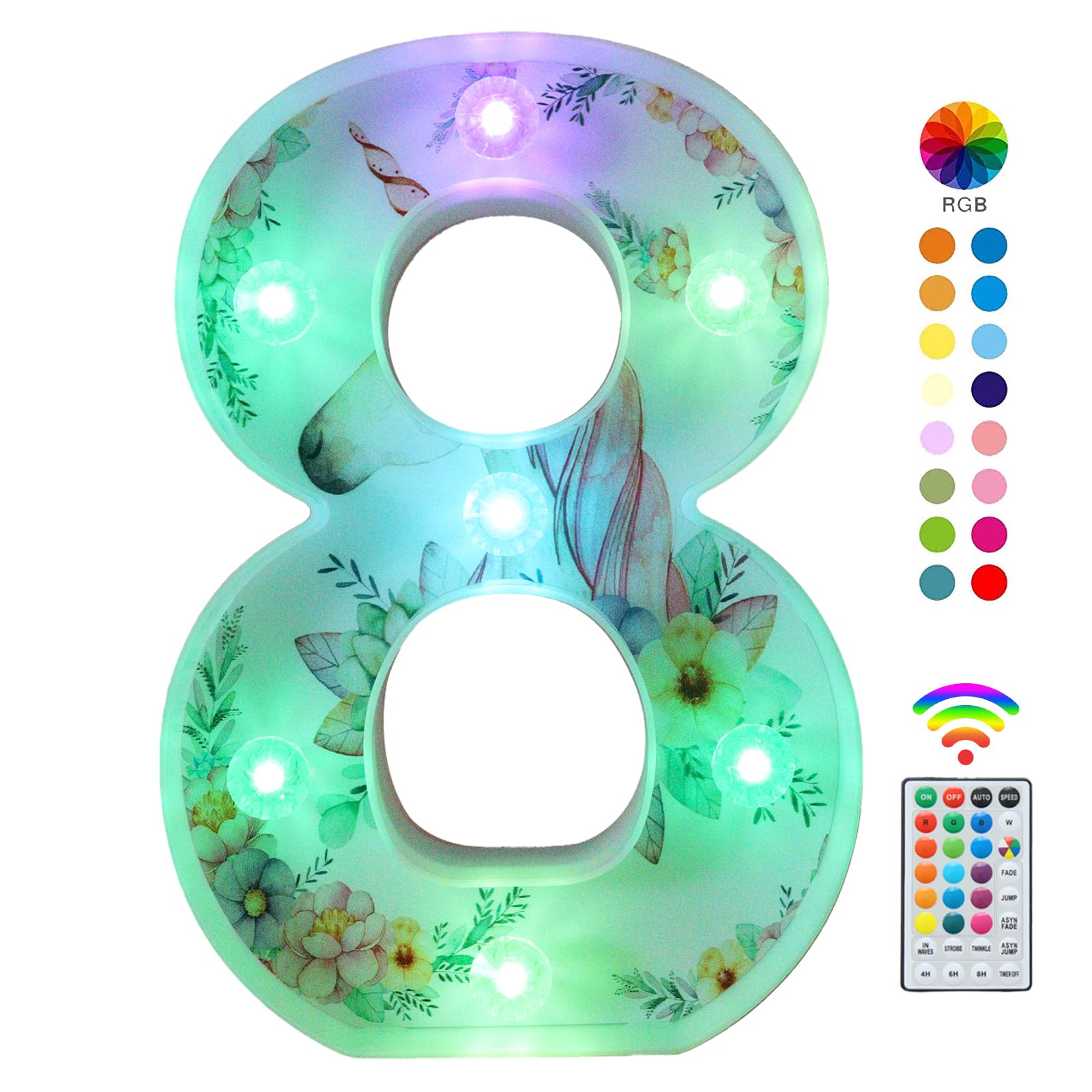 Unicorn LED Light Up Letters, 18 Color Changing Diamond Alphabet Sign Unicorn Gifts for Girls Women Party Birthday Decorations Remote Night Light Christmas Valentine Wall Table Decor - A — view 36