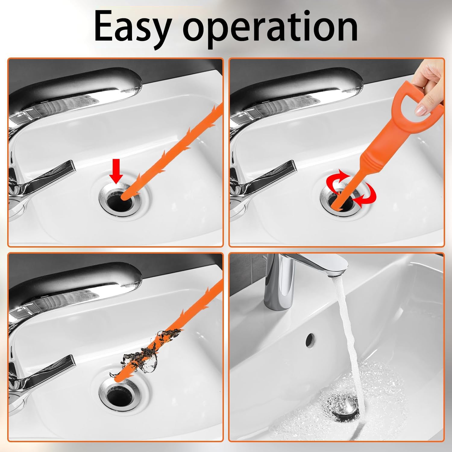 6 Pack Drain Snake, Sink Unblocker, Drain Snake Unblocker, Drain Unblocker, Sink Unblocker Tool, Reusable Shower Drain Unblocker Tool, 25 Inch Drain Snake Tool for Shower Kitchen Sink Bathroom - Image 4