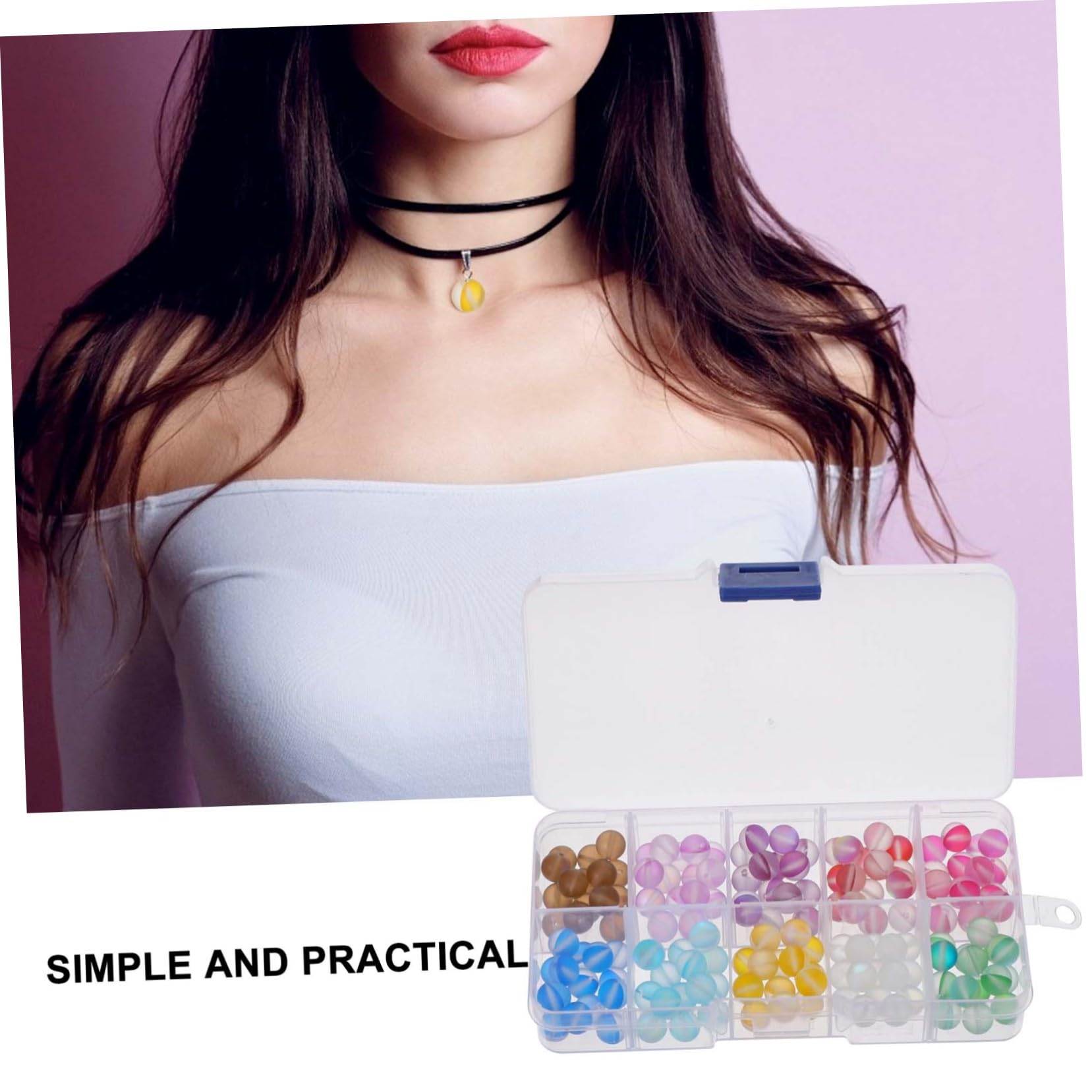 EXCEART 300piezas Abalorios De Vidrio Mate Bolas Con Orificio Para Pulseras y Joyería Diy Accesorios Coloridos Para Manualidades