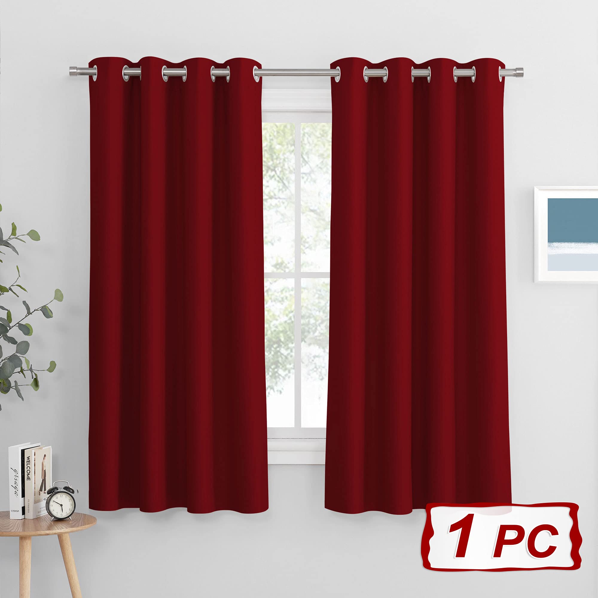 PONY DANCE Tenda Finestra Decorazioni Tende Natalizie per Interni Tende Camera da Letto Tende Oscuranti con Anelli Tenda Termica Isolante 1 Pannello L 132 x A 158 cm, Rosso