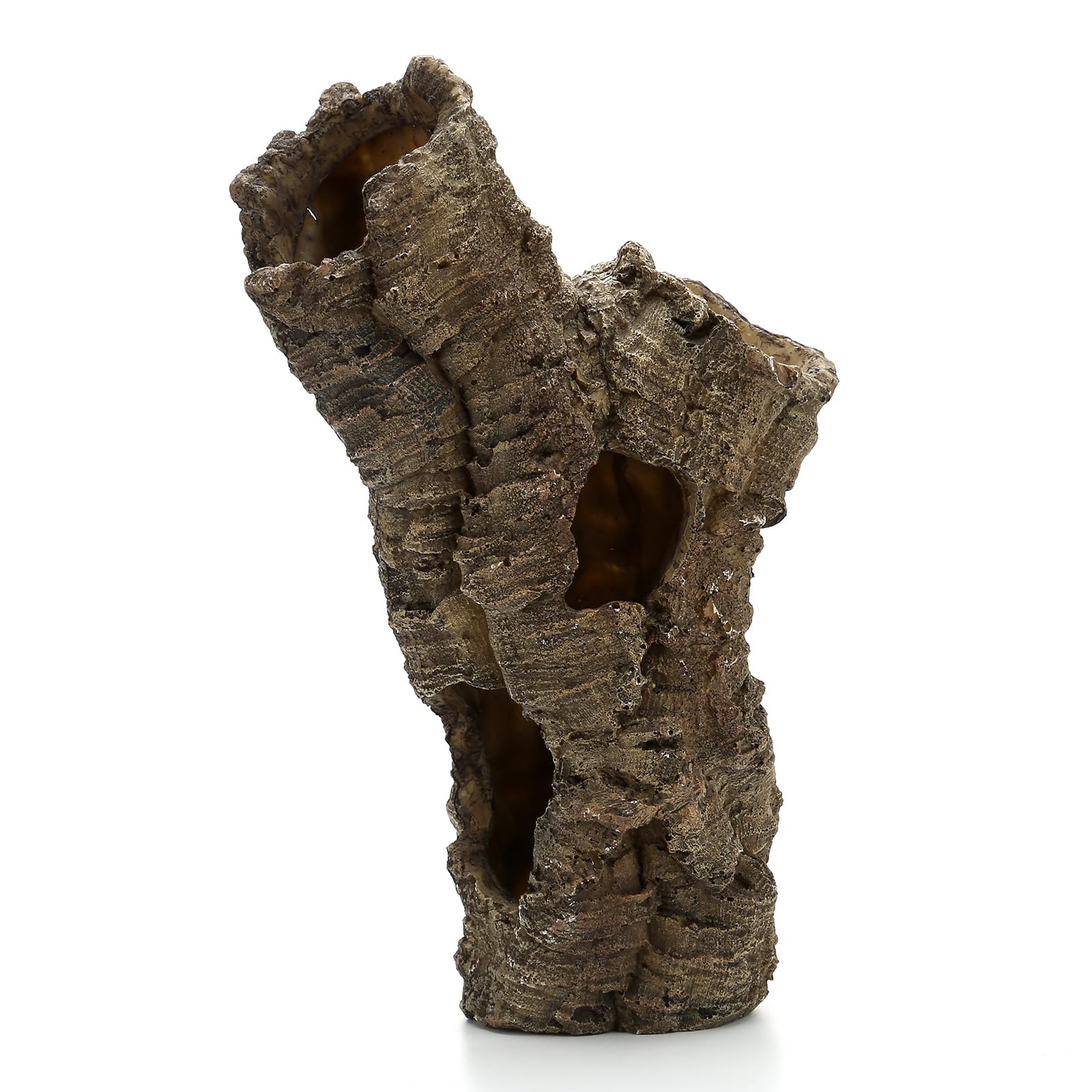 Aquarium Fish Tank Decorations - 12’’ Hollow Tree Trunk, Large Reptile Hide,Resin Fish Tank Ornaments Aquarium Decoration for Shrimp Betta Hideaways,Fish Tank Accessories Cave Hideout Reptile Shelter