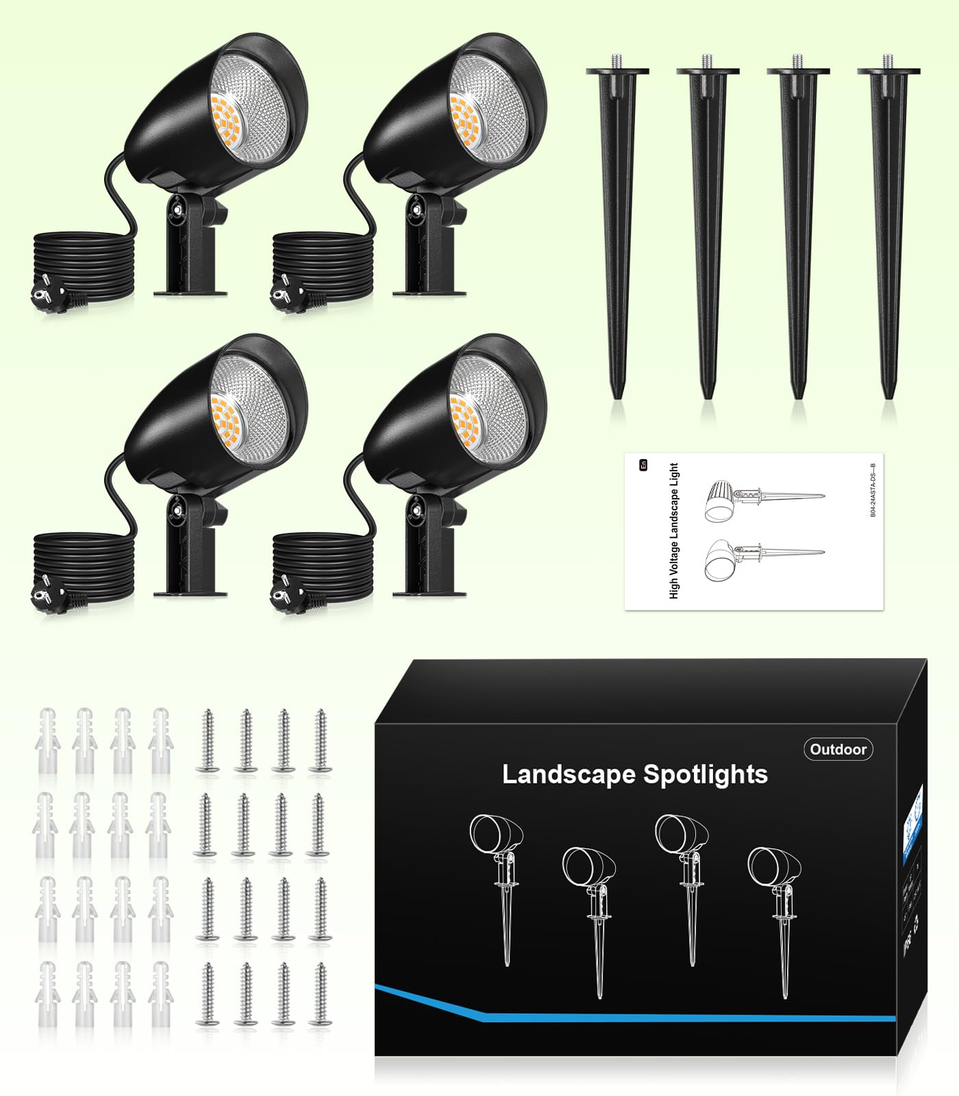 CLV Faretti Da Giardino Con Picchetto 20W 1880LM Alluminio Bianca Calda | Faretto Led da Esterno 2700K Lampade da Esterno IP66 Impermeabile Luci da Giardino da Terra per Cortile Alberi Sentieri