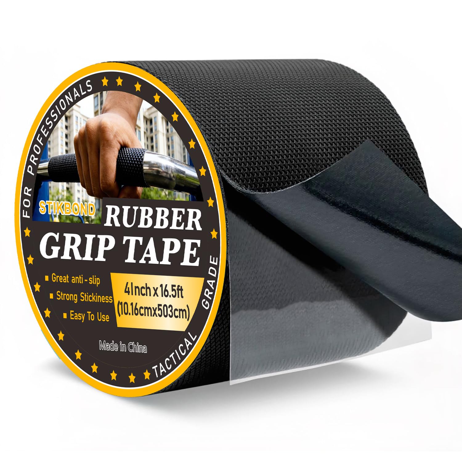 STIKBOND 100MM x 5M Rubber Grip Tape 1-Pack Anti-Slip Safety Tape with High Density Rubber Material for Tools,Bike Handlebars, Sports Equipment and Handrails (Rubber Grip Tape)