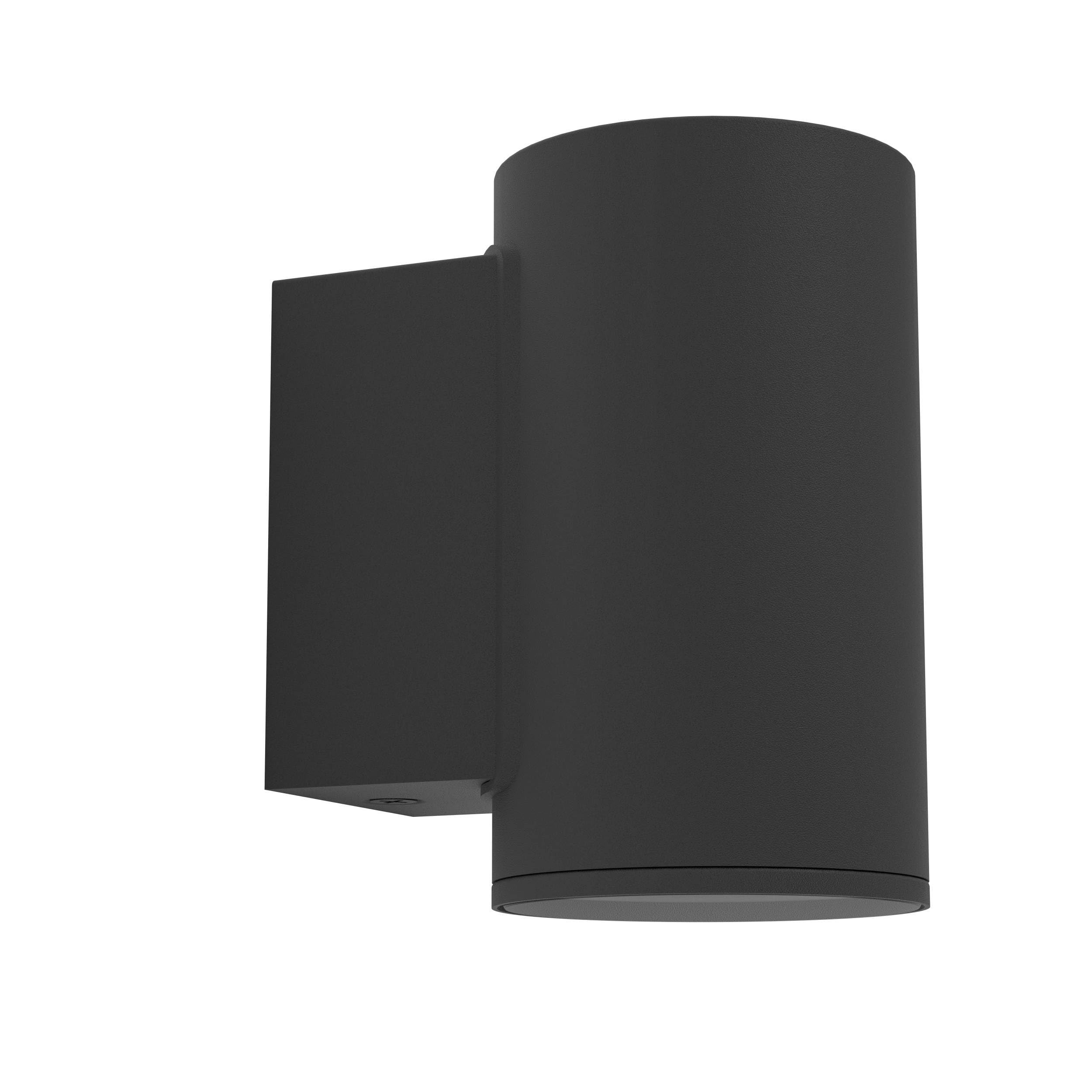 Eglo LED Outdoor Wall lamp Izzalini, Outside Wall Light Fixture with Down Light, Porch Lighting Made of Black Metal, GU10 spot, IP54