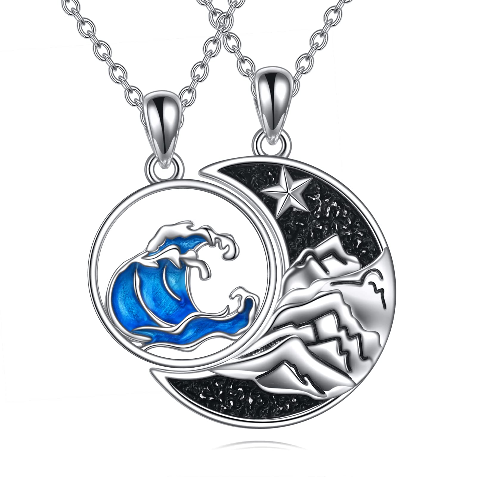 CRMAD Valentines Day Jewelry for Couple Yin Yang Necklace Sterling Silver Dragon/Tree of Life/Mountain Star Moon Jewelry