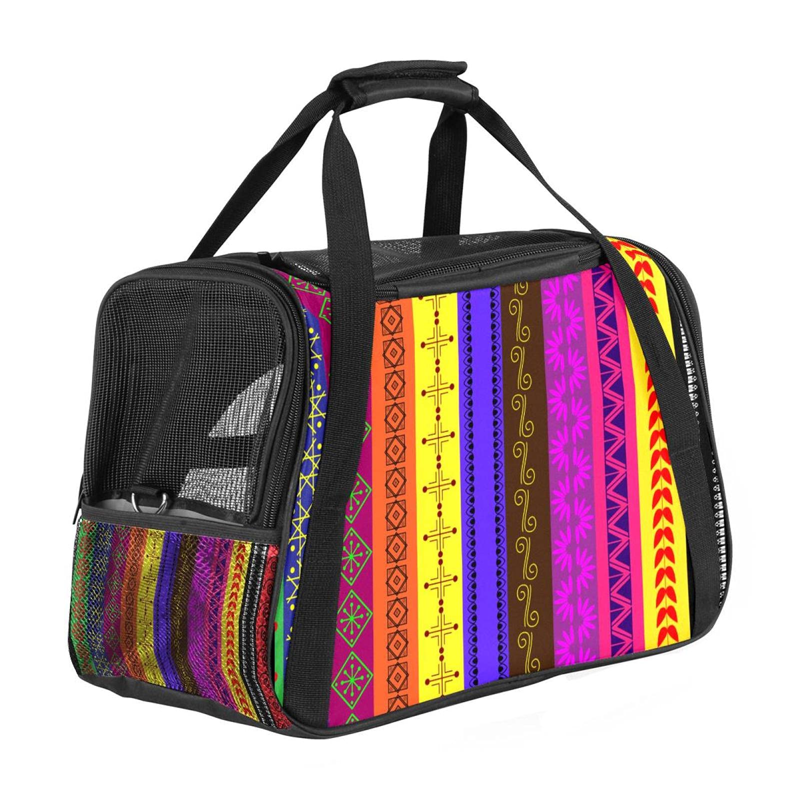 Sac de transport portable pour chat et chien aux rayures henné