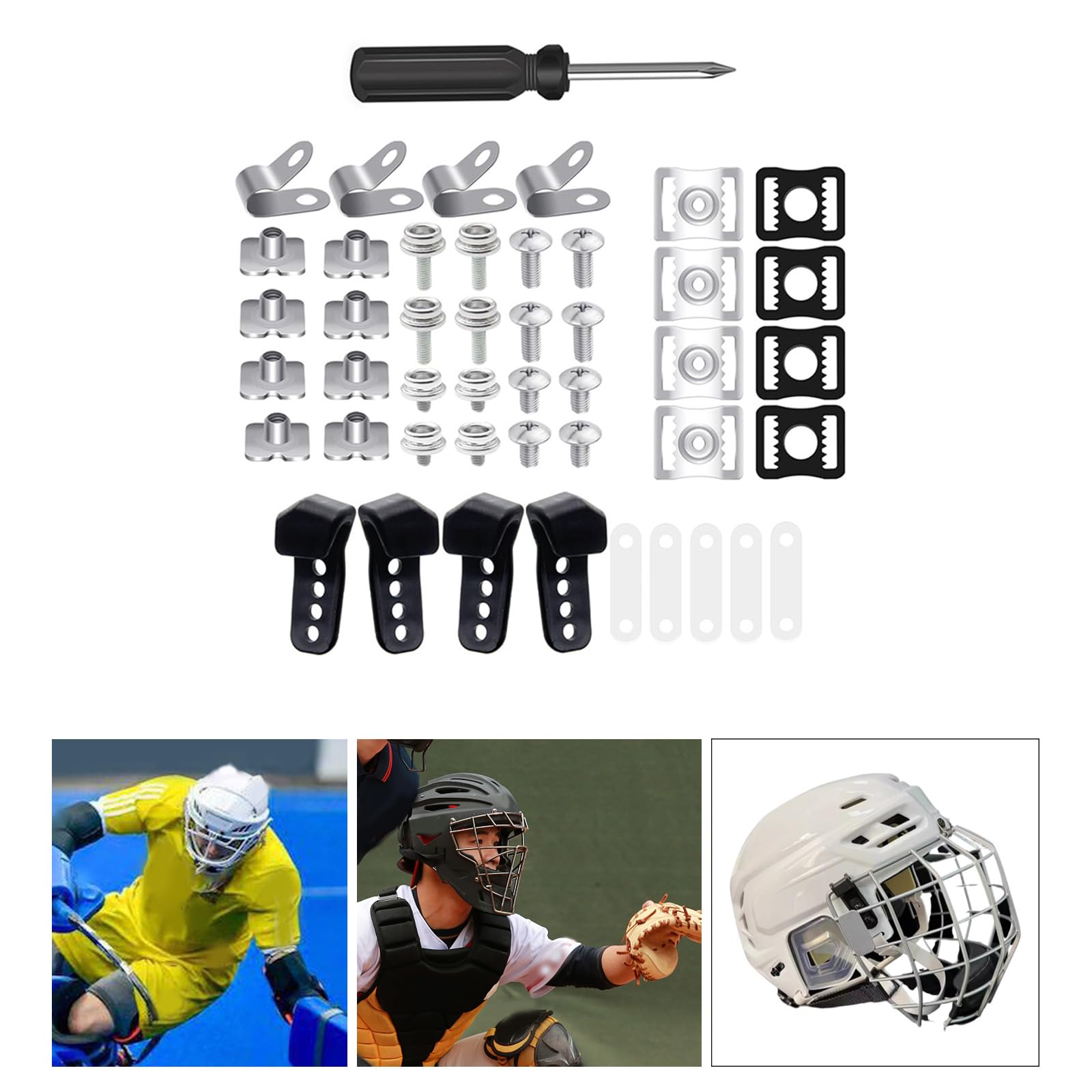 60 piezas de kits de reparación de cascos de fútbol, kits de hardware de casco de fútbol, piezas de repuesto para casco de hockey, béisbol, deportes