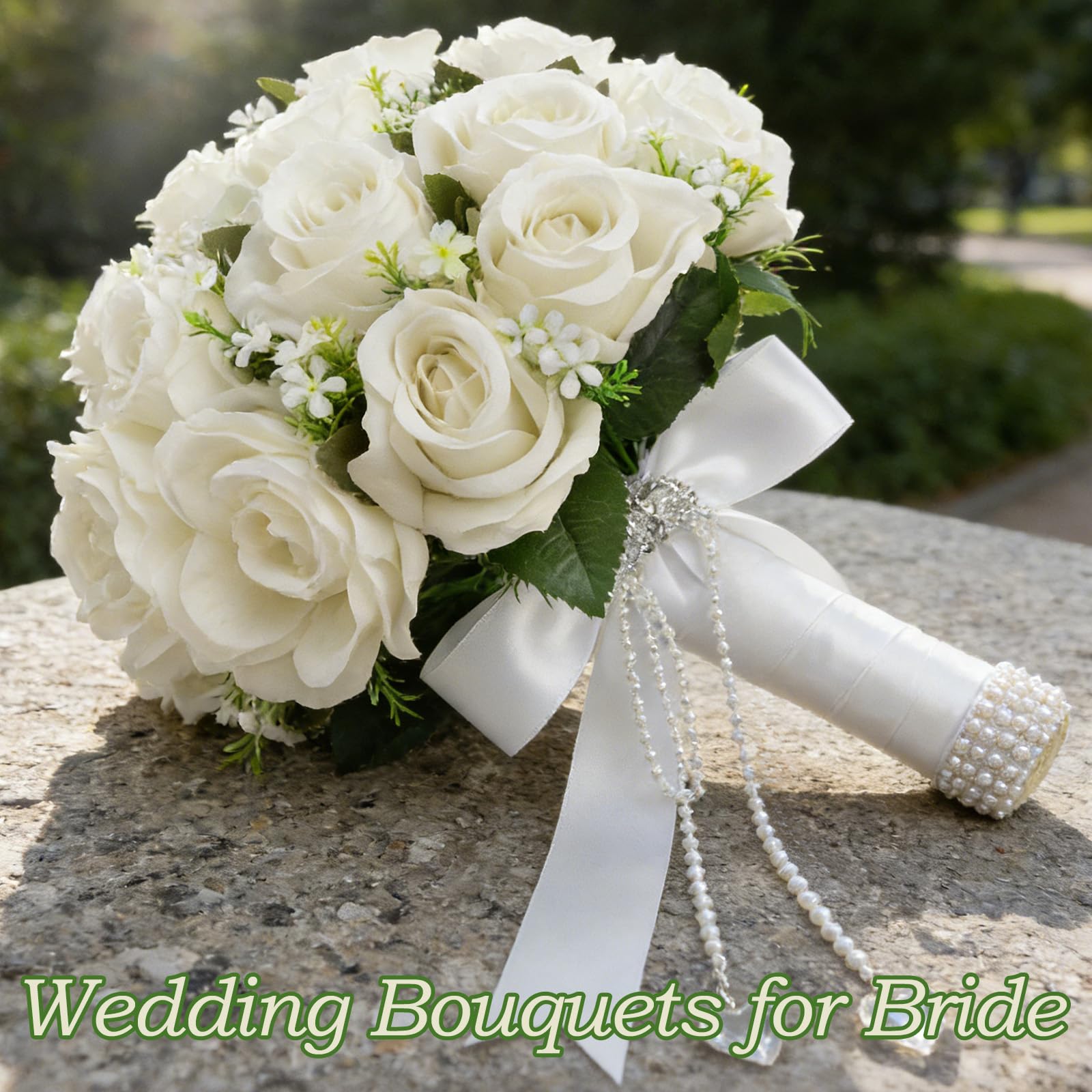 Amazon.com: Wowagoga 12 Inch Wedding Bouquet with Pearl Crystals