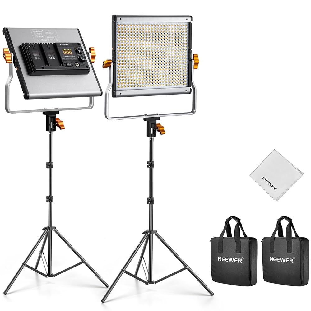 NEEWER LEDライトセット 3200-5600K Amazon | NEEWER バイカラー 調光機能付き 480 LED ビデオライト