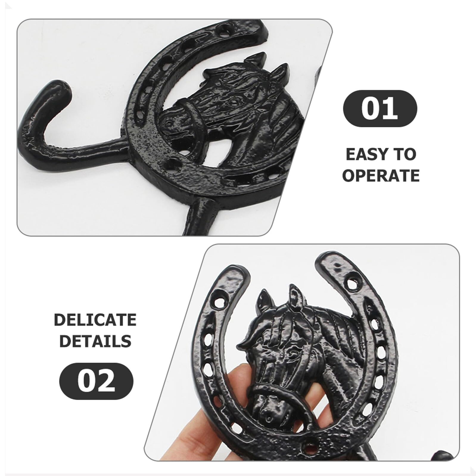 Amazon.co.jp: Angoily 馬の頭と蹄形の壁掛けフック 鉄製 コート