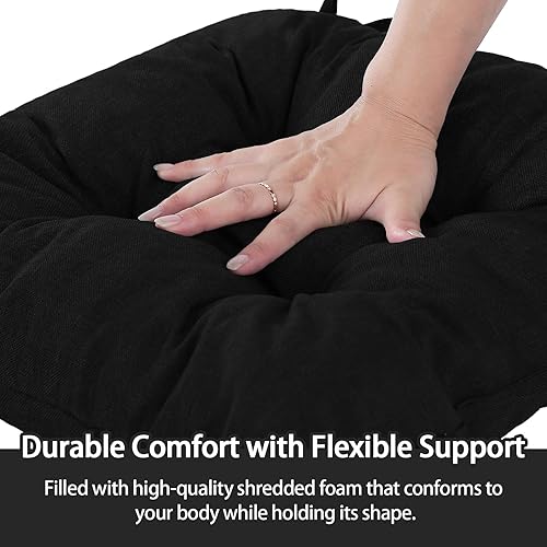 Miniatura 6 de Juego de 6 cojines para sillas de comedor, cojines para sillas de cocina en forma de U, cojines de asiento de taburete de bar con lazos y respaldo