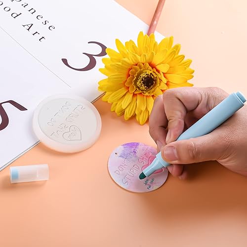 Miniatura 5 de Moldes de resina de silicona para colgar en Navidad, Don't Do Stupid Sht, moldes de resina para llavero de Love Mom, moldes redondos de silicona