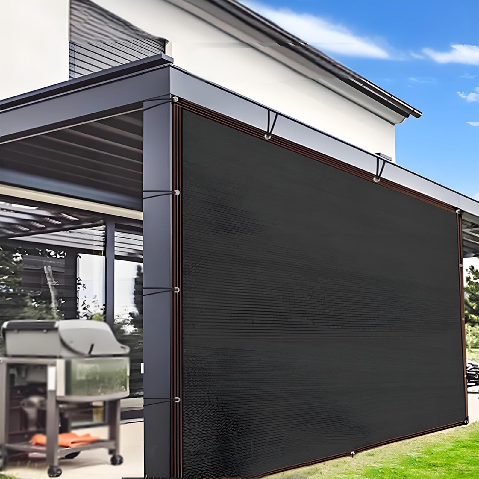 Rete solare 90% per serra, 3 x 6,1 m e 2,4 x 3 m, telo a rete con occhielli, copertura perfetta per piante e protezione esterna (5 x 6 m)