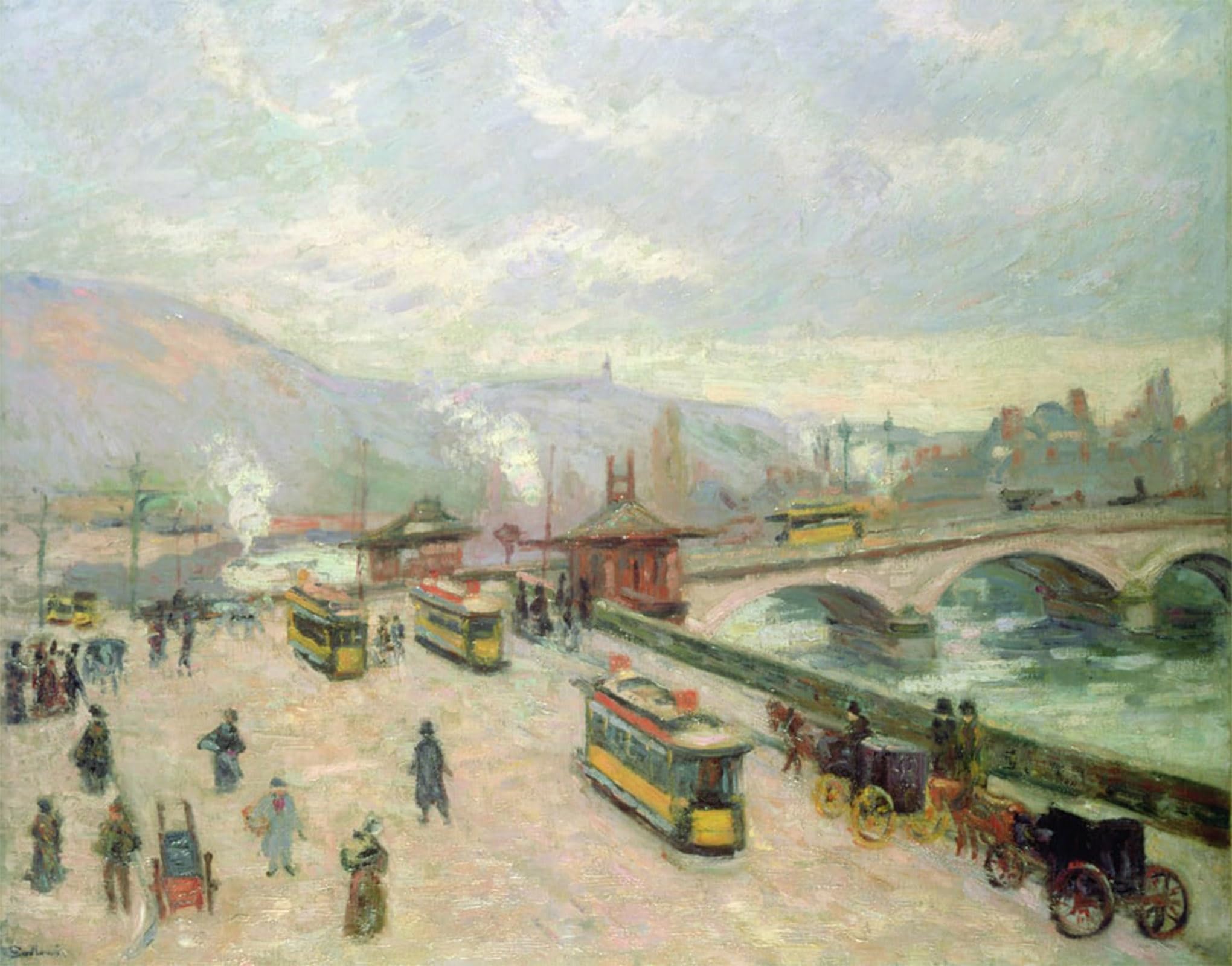 SERENDIPITP Retro Picture Poster Wall Art Pictures Painting the Pont At Rouen by Jean Baptiste Armand Guillaumin Wall Art Canvas Print for Wall Decor 60x90cm
