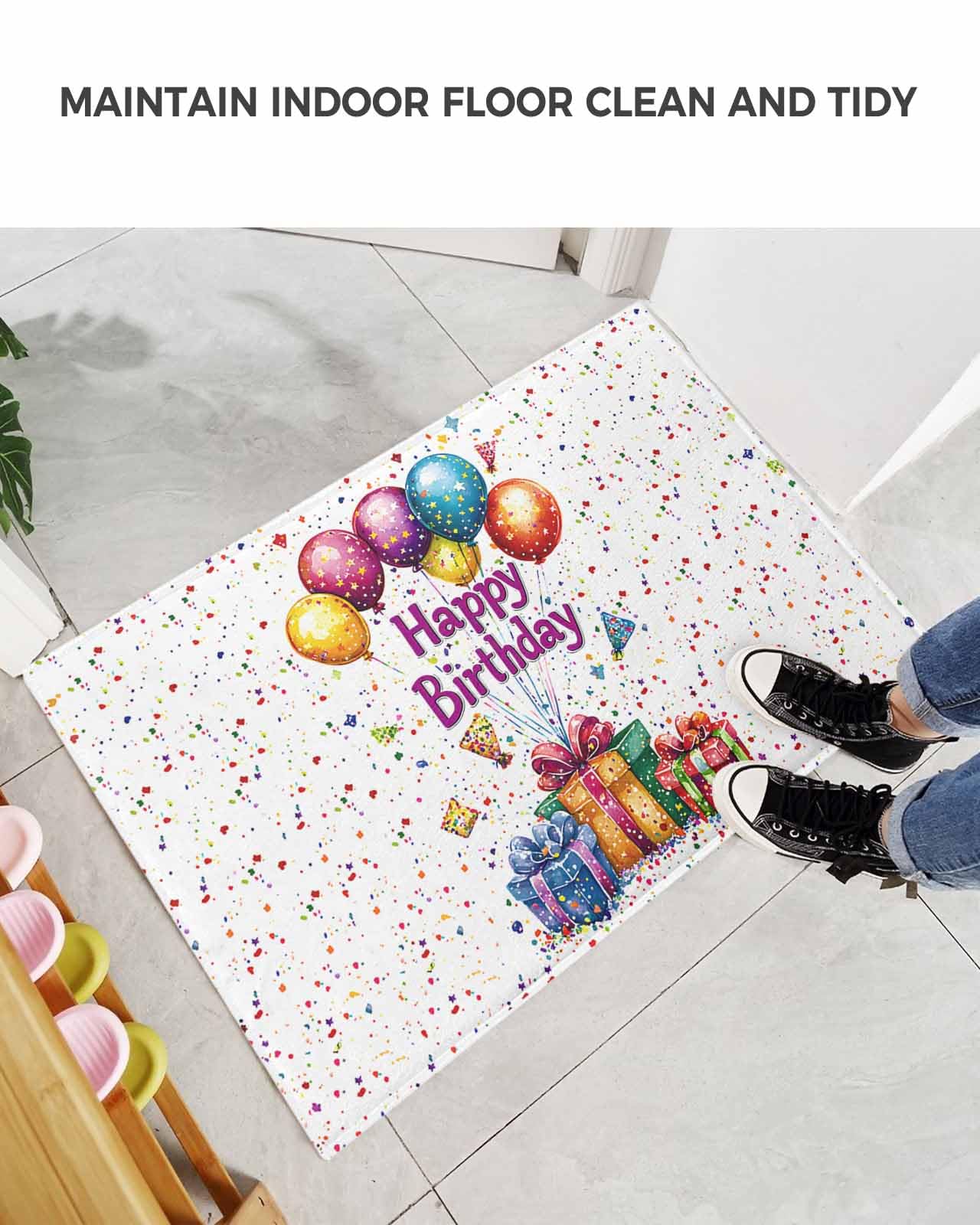 Amazon.com: Indoor Doormat Happy Birthday Balloon Present,Shaggy