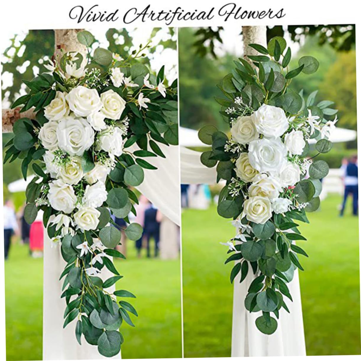 Cabilock Kunstblumen für Grabgestecke als Dekorative Hochzeitsbögen Blumenbogen mit Künstlichen Seidenblumen und Gauze für Elegante Gartenzeremonien