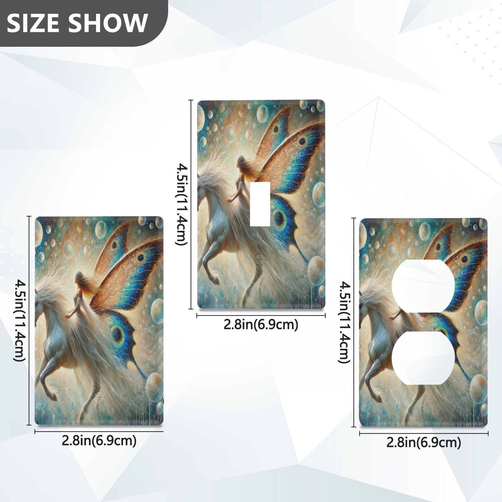 Horse Butterfly Light Switch Cover Decorative Receptacle Outlet Wall Plate Guard Plastic Outlet Covers for Home Decor Room Bedroom Bathroom (Duplex Outlets Cover)