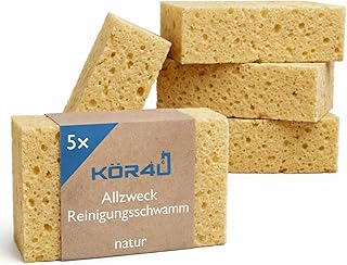 kör4u Allzweck-Reinigungsschwamm Natur 5er Set in ca. 160x100x50 mm, extra groß und saugstark für Haushalt, Werkstatt, BAU, Fliesen und Oberflächen