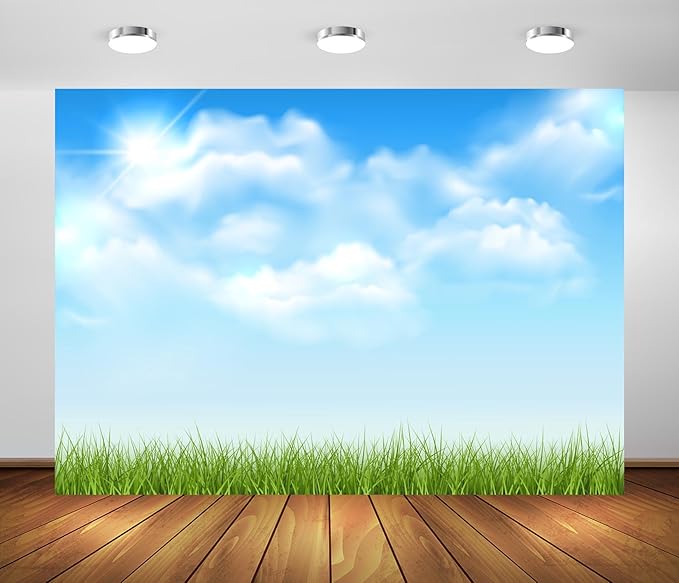 Loccor 17x10ft Fabric Spring Grassland Backdrop Grass Land