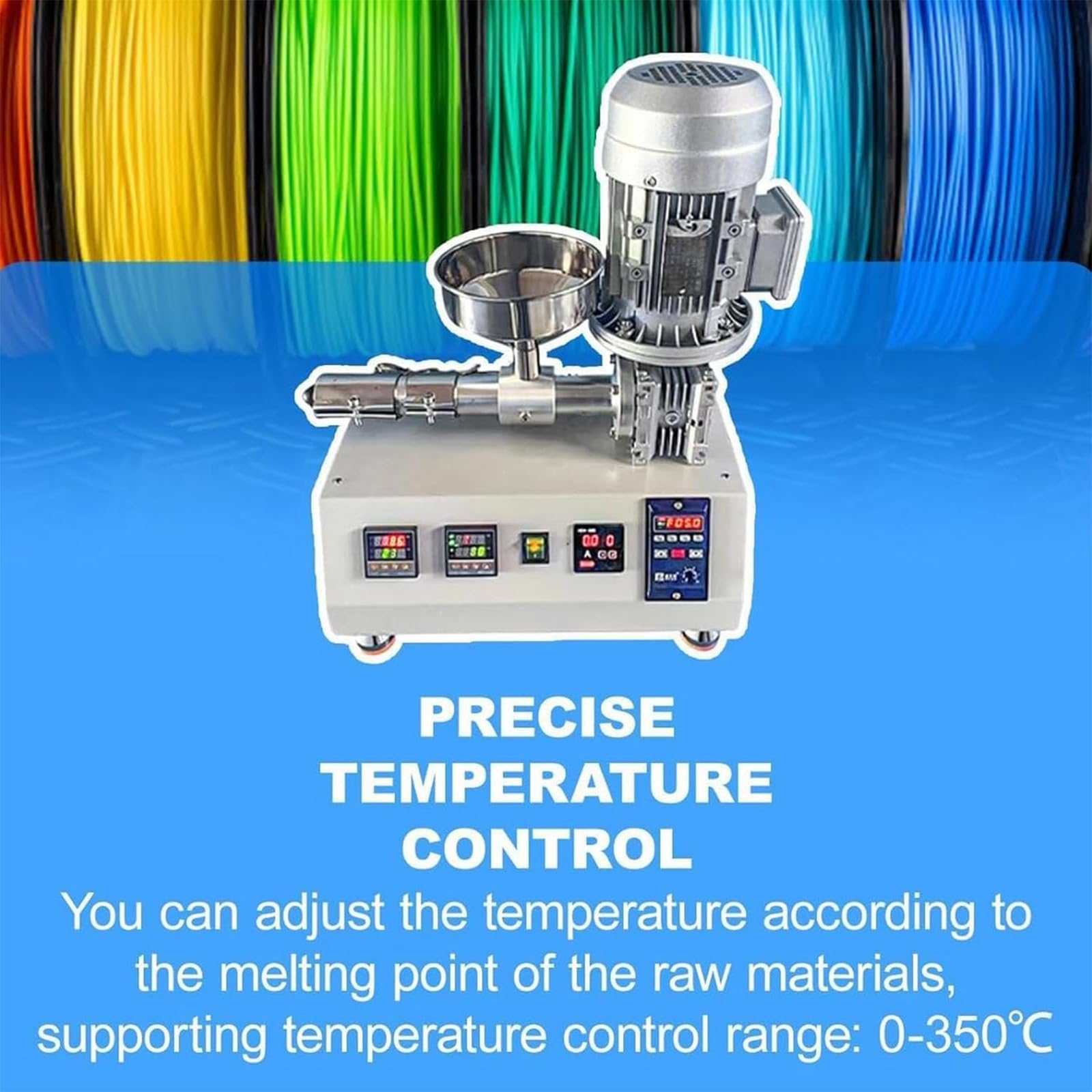 Desktop stampante 3D estrusore filamento Maker con display digitale, uscita 500-1000g/h, temperatura massima 350°C per produzione di pellet di plastica su piccola scala