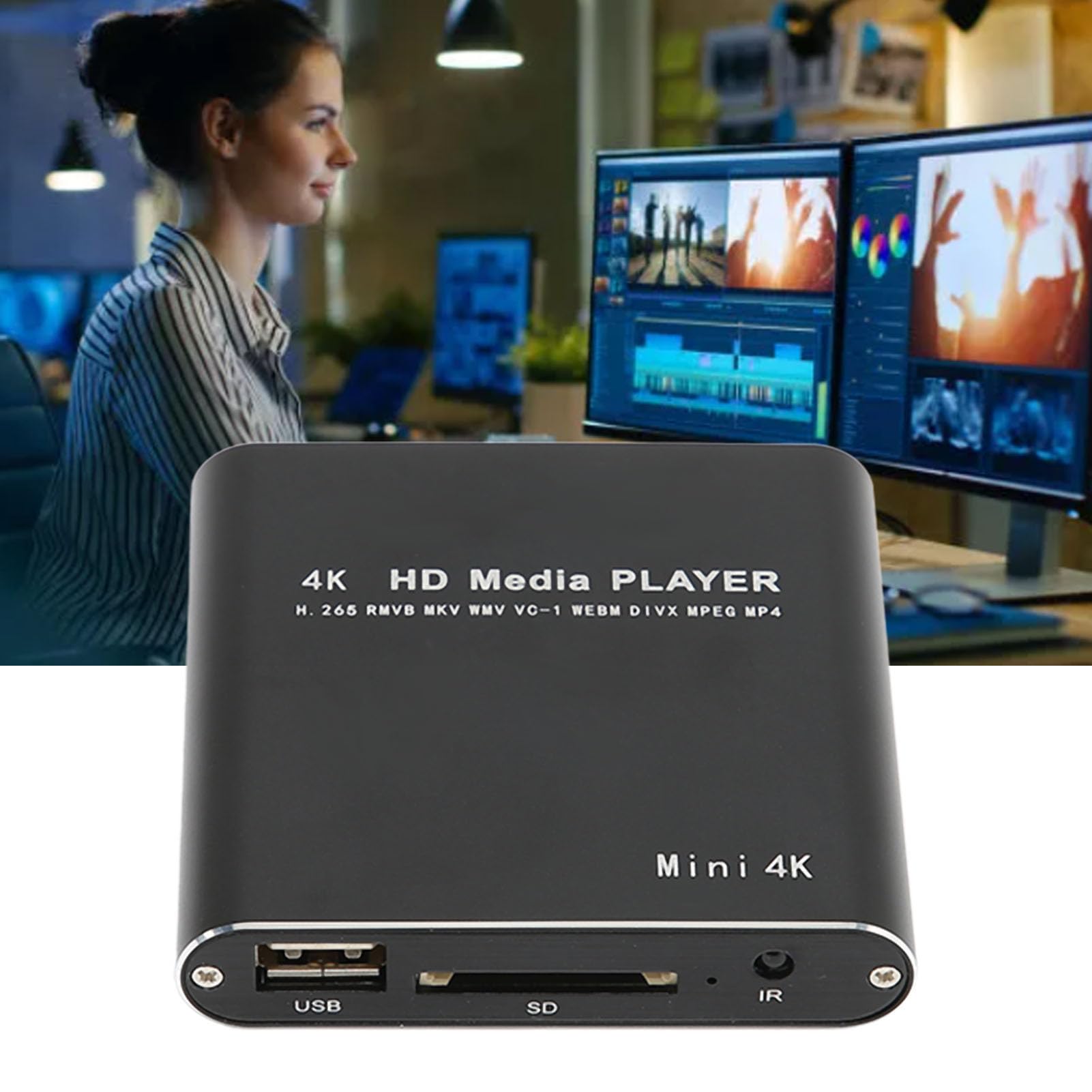VBESTLIFE Lettore Multimediale 4K, Lettore Multimediale per Lettore Video HD, con Telecomando, Lettore MP4 Digitale, per Schede di Memoria USB AV con Interfaccia Multimediale HD(Nero)
