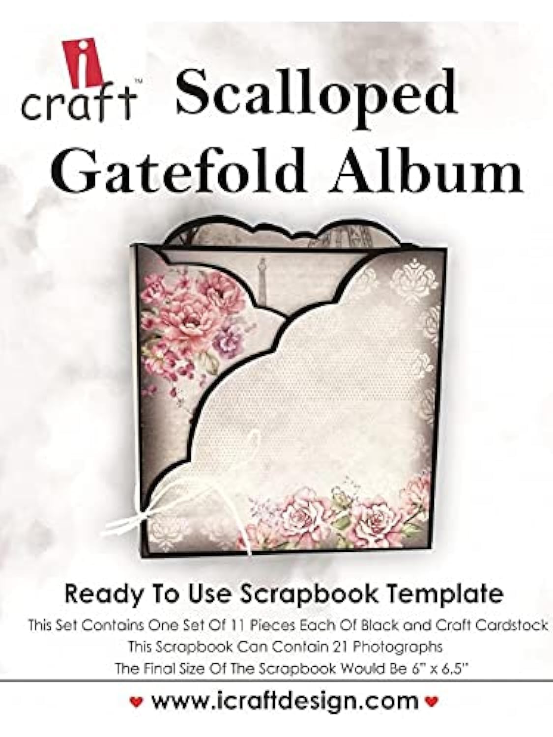I-Craft Scalloped Gatefold Album, 6x6.5, 6x6.5"