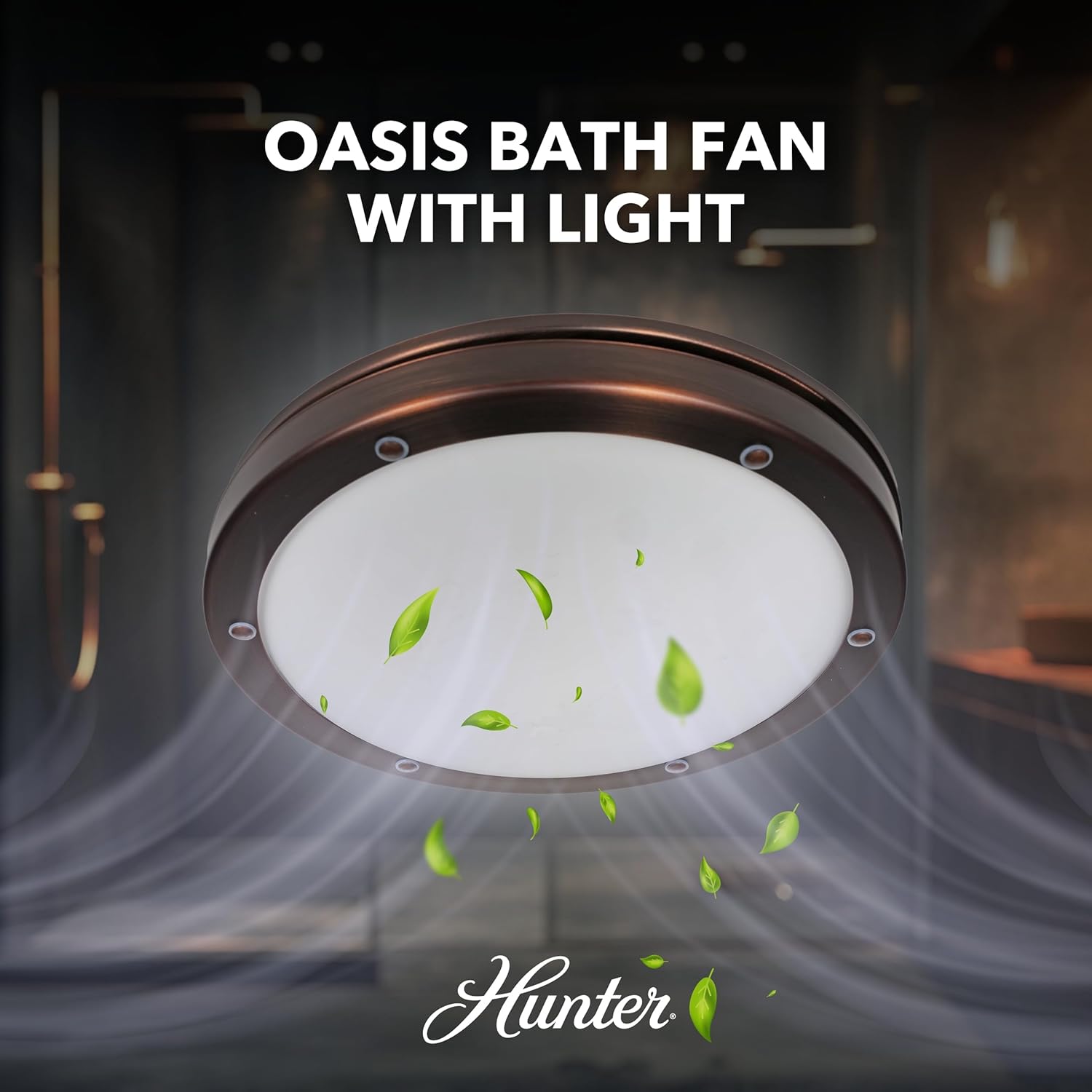 Hunter Oasis 80 CFM Bathroom Exhaust Fan - Hunter Ceiling Fan with Light and Night Light – Imperial Bronze