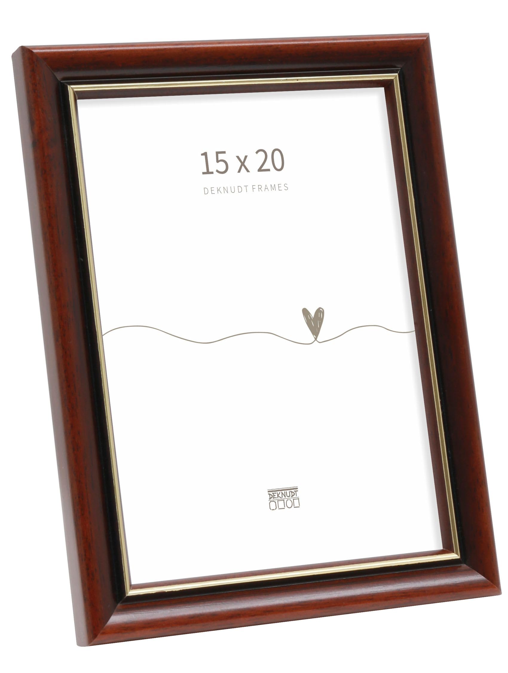 Deknudt Frames - Photo frame - wood - brown - gold edge - for photo format 15 x 20 cm - S407H2 - to stand or hang