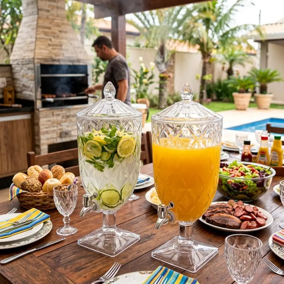 Kit 2 Suqueiras Jarra Cristal Acrílico Diamond Água Suco 4,5l