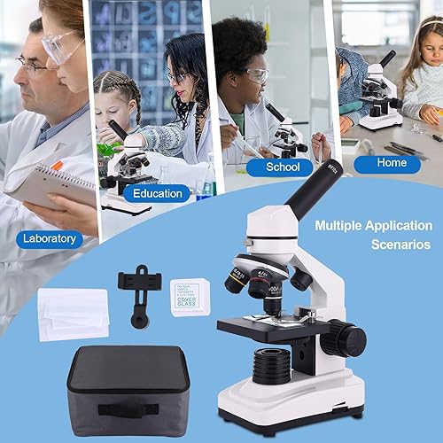 Miniatura 8 de Microscopio para adultos y niños, microscopio compuesto de alta potencia 40X-2500X para estudiantes, laboratorio escolar y escuela en casa, cuenta