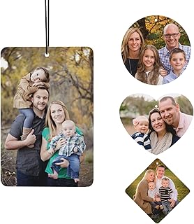 Désodorisants de Voiture personnalisés – Désodorisant de Voiture personnalisé avec Votre Photo/Image/Texte/Logo, désodorisant personnalisé pour Voiture, Famille, Cadeaux (Impression Recto Verso)