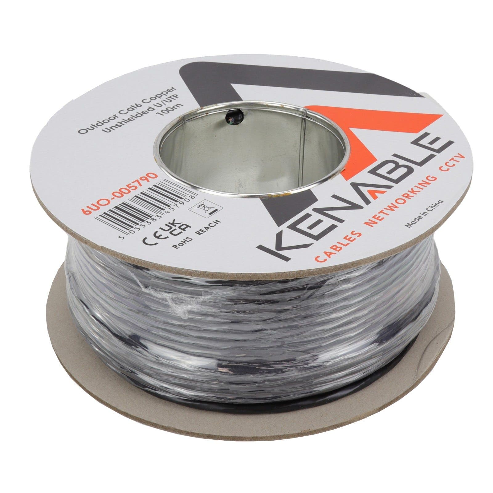 kenable Cable de red Ethernet de cobre CAT6 externo para uso en exteriores, UTP, 100 m, color negro [100 metros] para red, POE, CCTV y control de puerta.