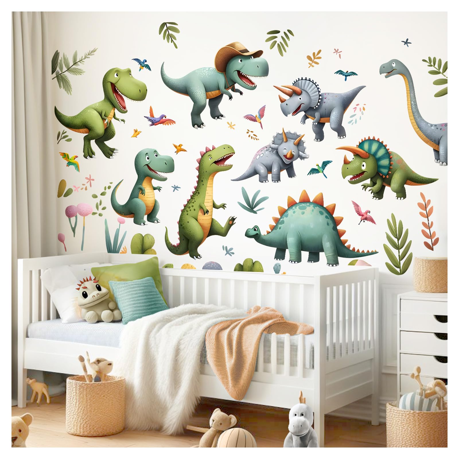 Little Deco Naklejka ścienna dinozaur zestaw tatuaż ścienny zwierzęta pokój dziecięcy chłopcy naklejki ścienne do pokoju niemowlęcego palmy dinozaur dekoracja ścienna naklejka DL5049-05