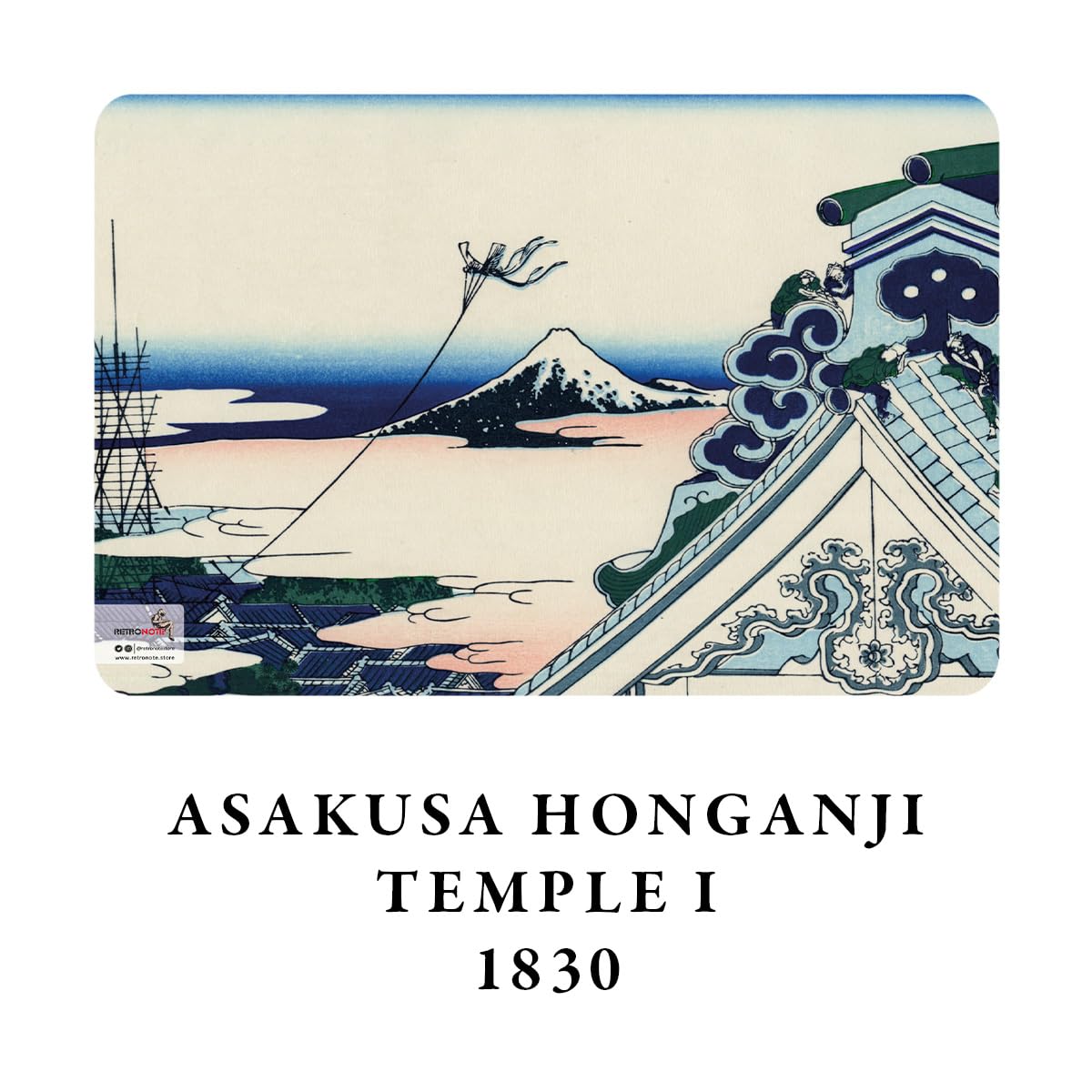 Retronote Hokusai zestaw 4 zeszytów 2, Mount Fuji Series I, bez pasków, 48 stron, 10,5 x 14 cm