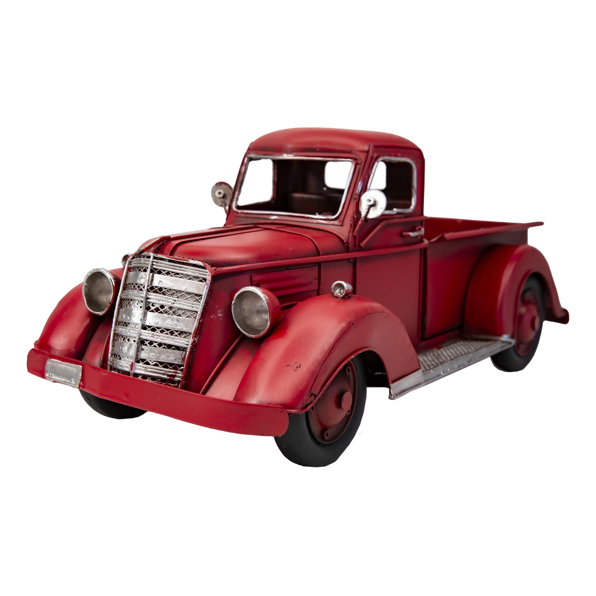 Berfutall-11'' Iron Classic Red Truck Pick-up Model Collectible Vehicle Decoration, Metal Truck Christmas Decor ，Unique Blend of Vintage, Rustic,