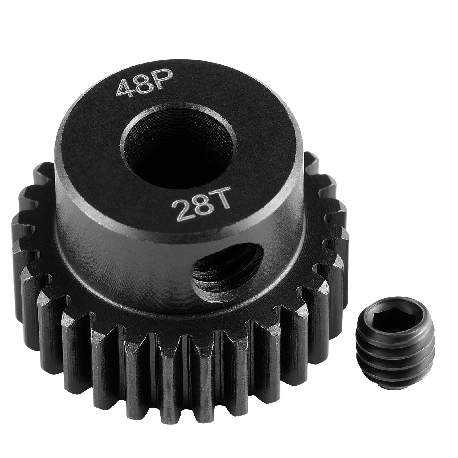Runup Steel 48P 5 mm Bore Sprocket Motor Gear 17-29T for Arrma HPI Kyosho Losi Axial Tra-xxas Tamiya 1/5 1/6 1/8 1/10 RC Car Monster Truck Buggy (28T)