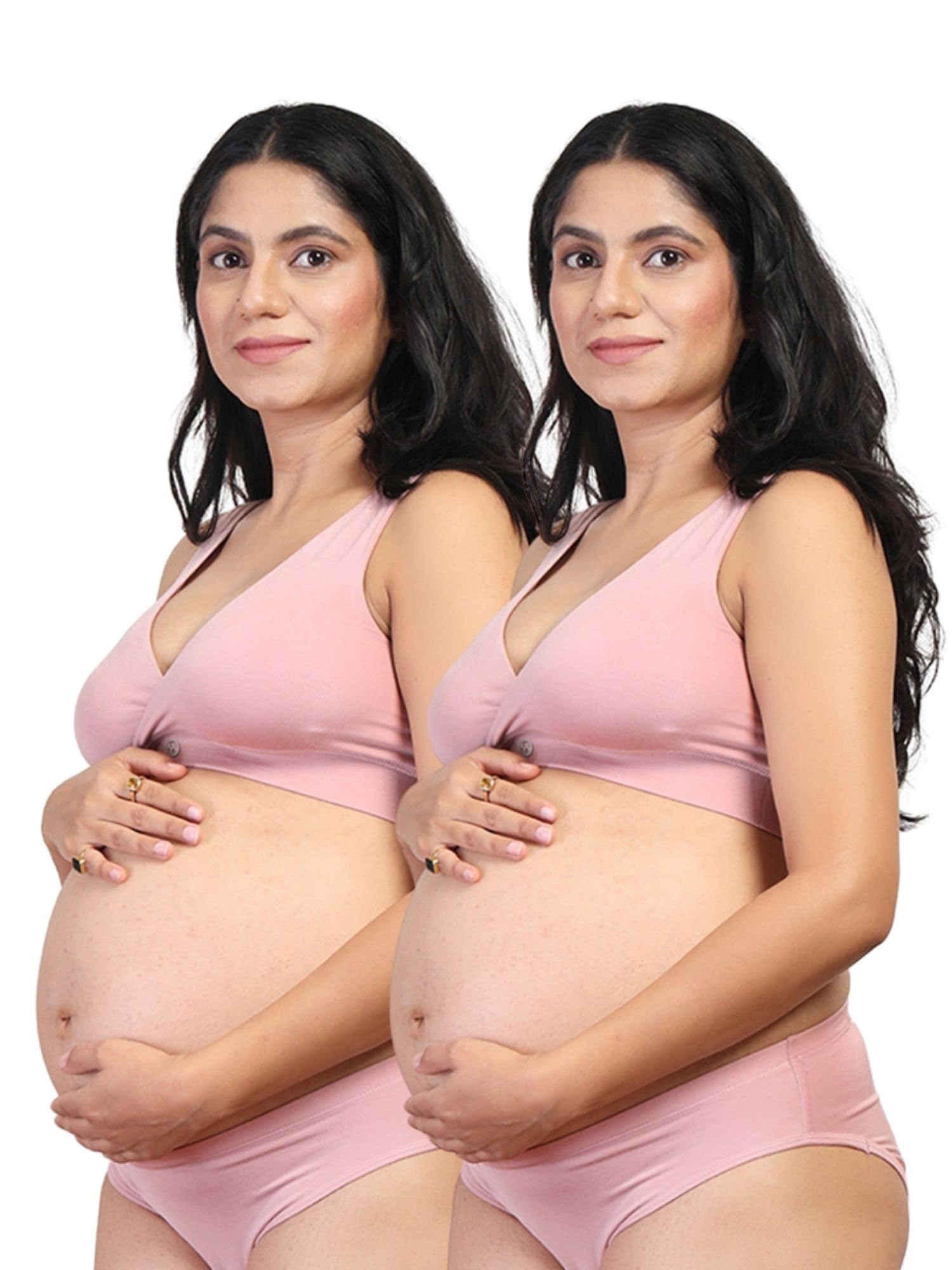 zelena Maternity Bra with Removable Cup & Broad Waistband | Easy Pull & Feed Nursing Bra in Soft & Stretchable Modal Fabric |Feeding Bras for Pregnancy | Pregnancy Bra for Pregnant Mother (Pack of 2)-picture-3
