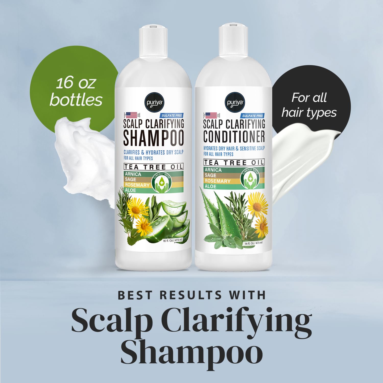 Puriya Sulfate Free Hair Conditioner with Tea Tree Oil, Moisturizing Treatment for Dry, Itchy, Flaky Scalp and Damaged Hair, For Men and Women, 16 Ounce - Image 6