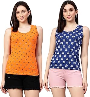 Ayvina Women's Cotton Round Neck Tank Top | Tops for Women|Crop top Tank top|Beach wear|Stylish Tops|Inner for Women (Pack...