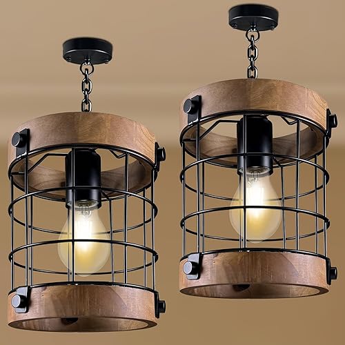 Miniatura 9 de Lámparas colgantes estilo granja, lámpara colgante rústica para cocina, lámparas estilo granja para sobre el fregadero y la entrada, E26, tubo